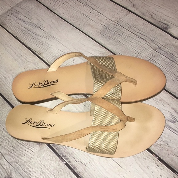 Lucky brand leather and gold metallic slip on sandals | 6M - Picture 9 of 9